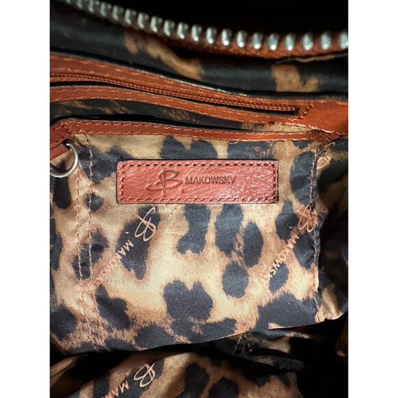 Authentic B. Makowsky Cognac Midsize Leather Handbag - Picture 4 of 9